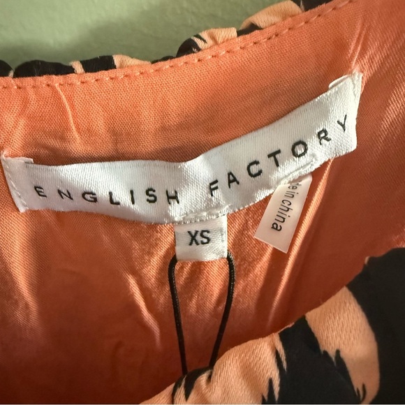 English Factory Womens XS Ikat Maxi Dress Orange Black Tiered Ruffle Sleeve - Picture 12 of 15